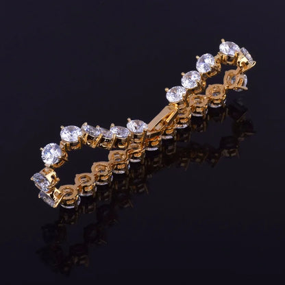 Bubble Letter Iced Zircon Tennis Chain Bracelet Men's Hip hop Jewelry Copper Material Gold Color Box Clasp CZ Bracelet Link 18cm