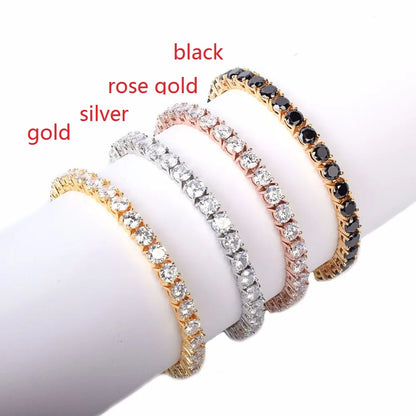 Bubble Letter Iced Zircon Tennis Chain Bracelet Men's Hip hop Jewelry Copper Material Gold Color Box Clasp CZ Bracelet Link