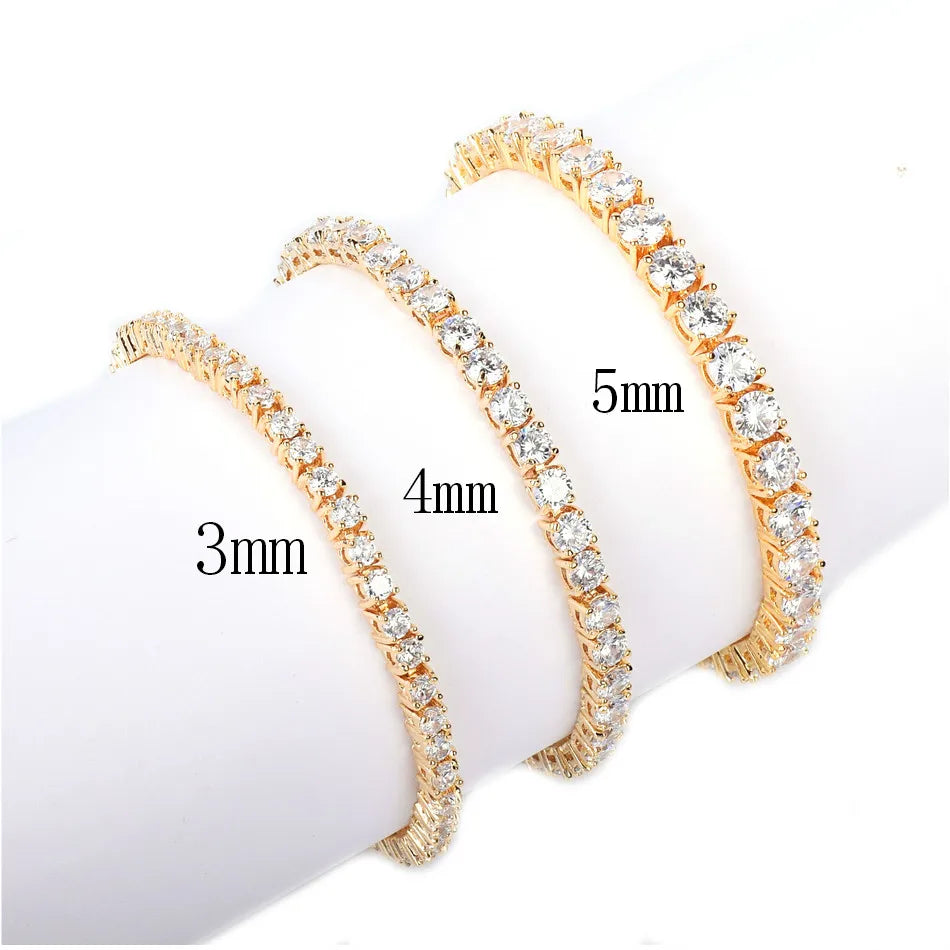 Bubble Letter Iced Zircon Tennis Chain Bracelet Men's Hip hop Jewelry Copper Material Gold Color Box Clasp CZ Bracelet Link