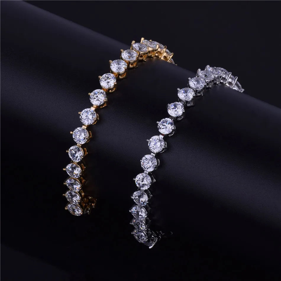 Bubble Letter Iced Zircon Tennis Chain Bracelet Men's Hip hop Jewelry Copper Material Gold Color Box Clasp CZ Bracelet Link 18cm